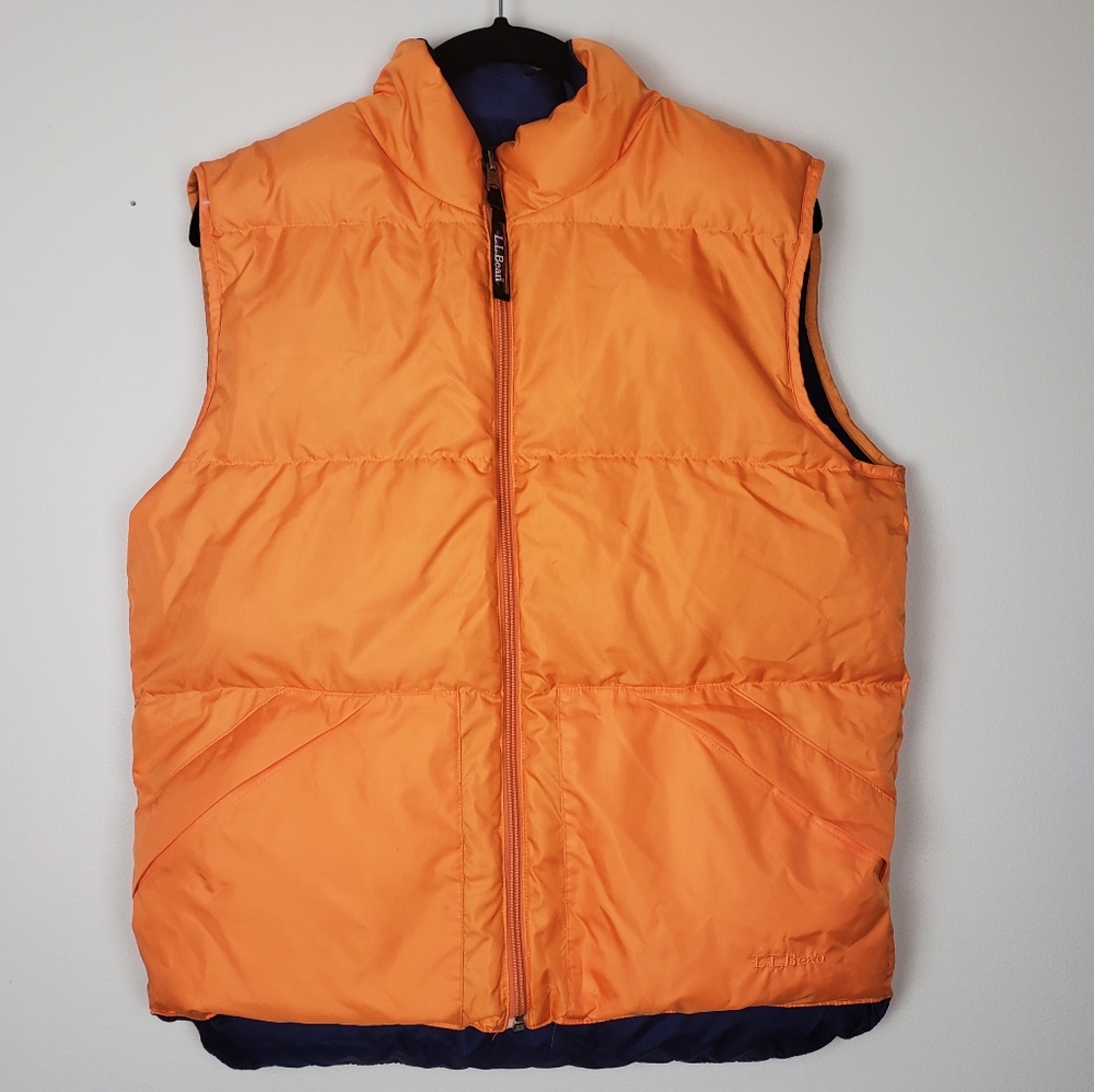 LL Bean Goose down puffer vest Reversible Sz S - Picture 1 of 14